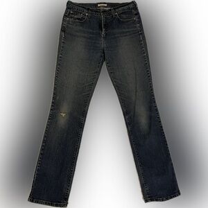 Levi's Women's Blue Distressed Denim Straight Leg Jeans A